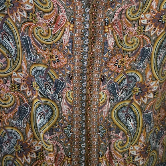 XL Crosby Orange Graphic Paisley Print Tie Front Blouse - Picture 4 of 7